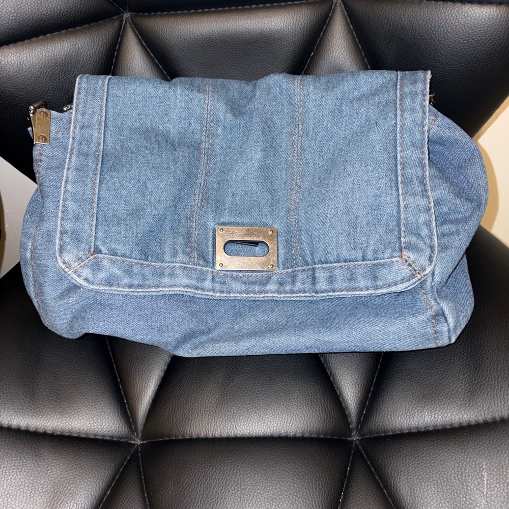 Denim Flap Shoulder Bag - Blue